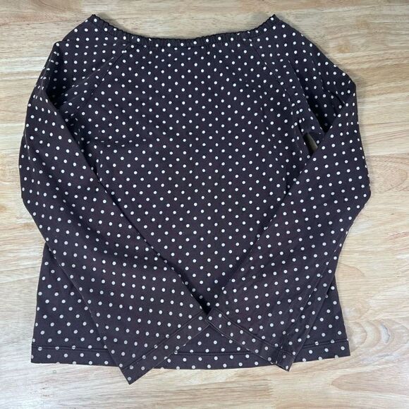 Mini Boden, Brown Polka Dot Long Sleeve T-Shirt, Bow Detail, Size 9-10Y - Picture 10 of 10